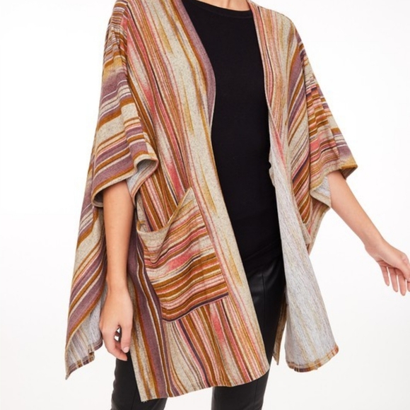 Striped color block knit cardigan with pockets - Picture 5 of 8